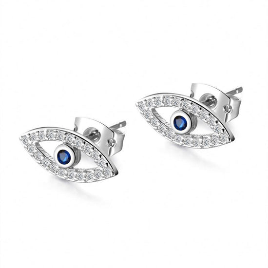 925 Sterling Silver Zirconia Evil Eye Earrings - onlyone