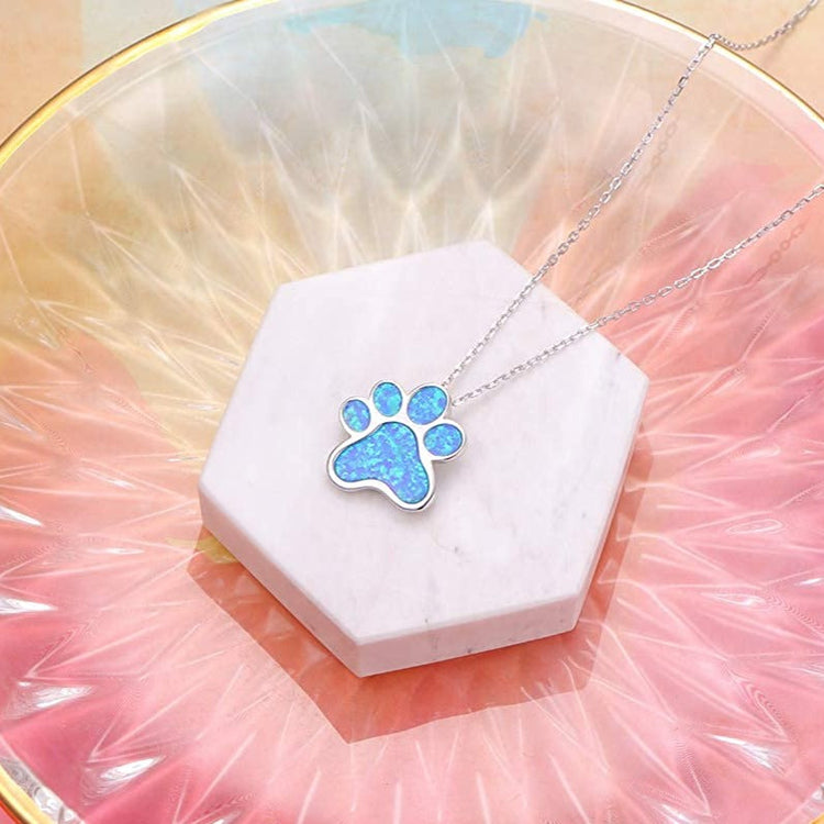 925 Sterling Silver Cute Paw Print Pendant Necklace - onlyone