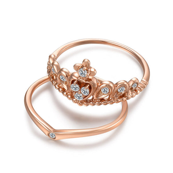 OnlyOne Roman Holiday Gift in 18K Rose Gold Crown Ring for Her - onlyone