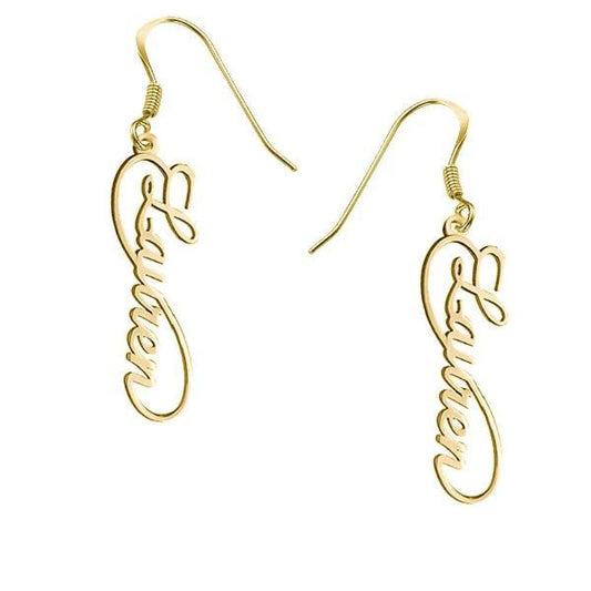 10K/14K Gold Personalized  Infinity Drop Name Earrings - onlyone