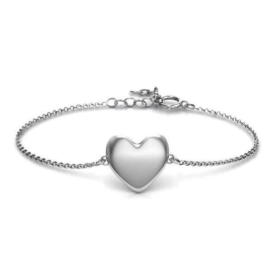 925 Sterling Silver Personalized Engraved Sweet Heart Bracelet Length 6â€?7.5â€?- onlyone