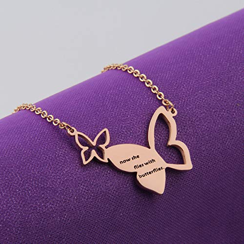 925 Silver Hollow Personalized Custom Butterfly Necklace - onlyone