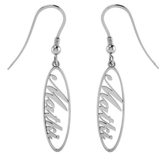 925 Sterling Silver Personalized Drop Name Earrings Nameplate Earrings - onlyone