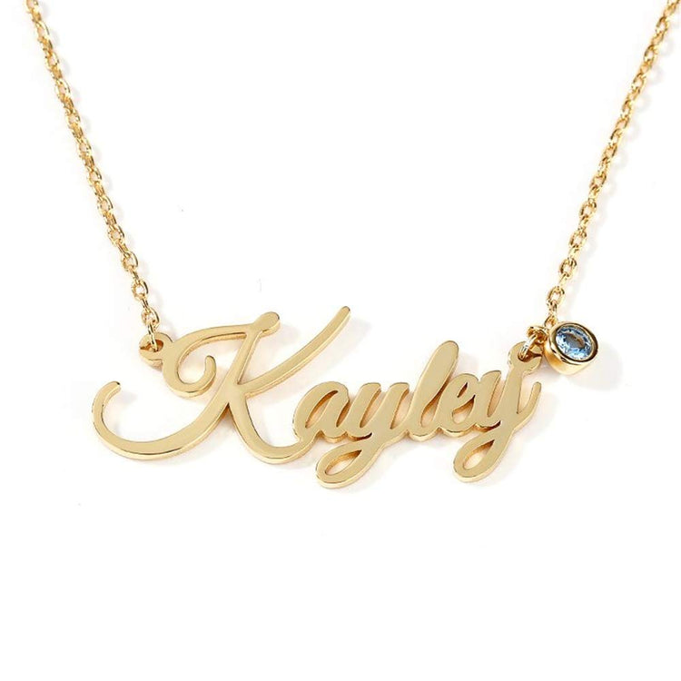 925 Sterling Silver Personalized Name Necklace With Birthstone