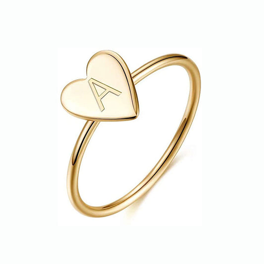 925 Sterling Silver Personalized Heart Ring 18K Gold Plated