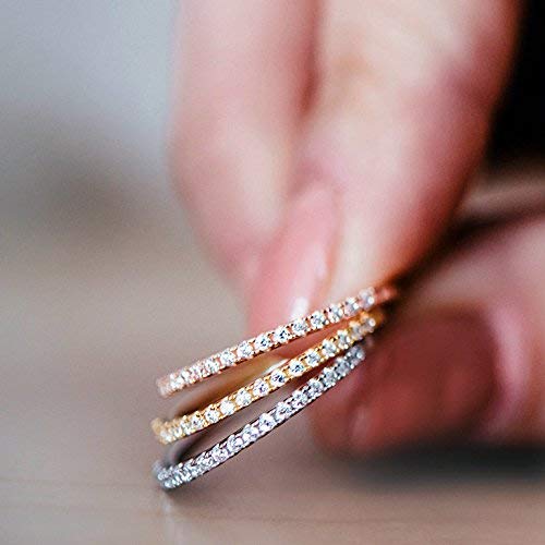 925 Sterling Silver Cubic Zirconia Simulated Diamond Stackable Ring Eternity Bands for Women - onlyone