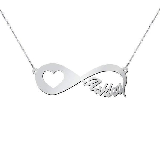 925 Sterling Silver Infinity Heart Name Necklace Nameplate Necklace - onlyone