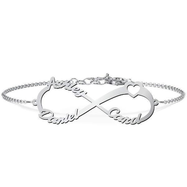 925 Sterling Silver Personalized Infinity Bracelet Heart Length 6â€?7.5â€?- onlyone