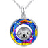 925 Sterling Silver Sloth Circle Necklace Pendant With Swarovski Crystals - onlyone