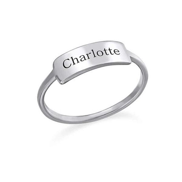 925 Sterling Silver Personalized Engraved Simple Ring - onlyone