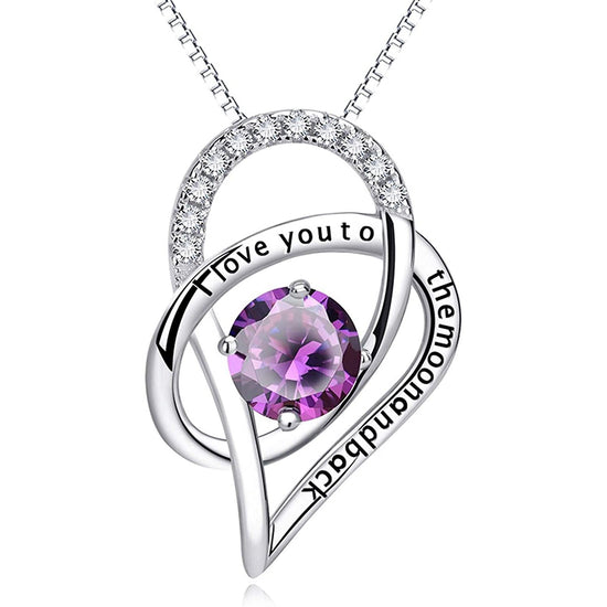 925 Sterling Silver Women Heart Pendant Necklace I Love You To The Moon And Back - onlyone