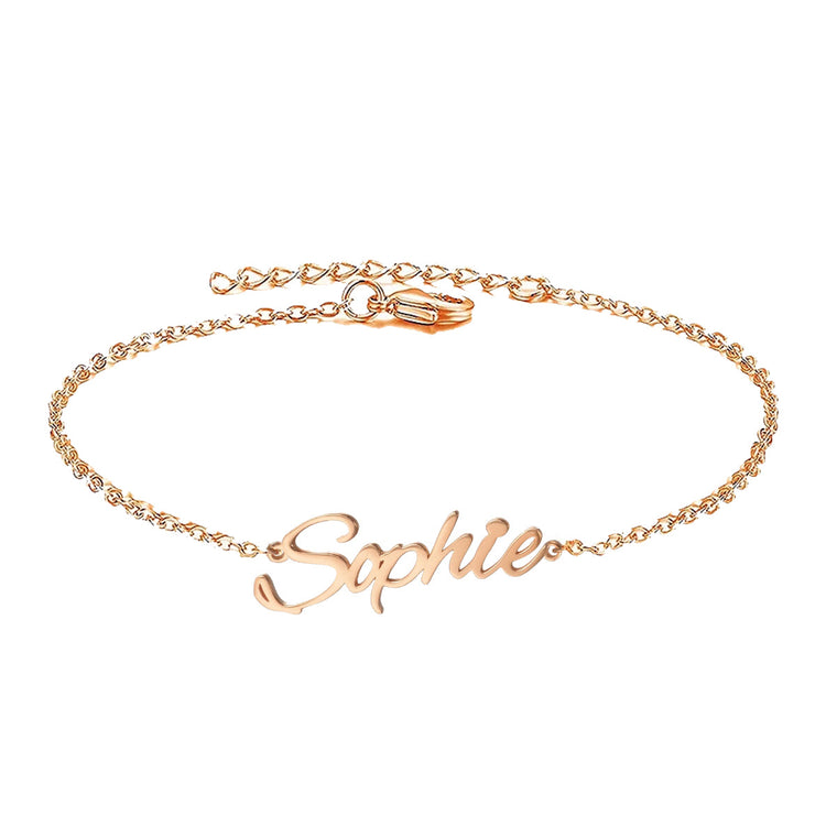 925 Sterling Silver Sophie Name Anklet, Nameplated Anklet - onlyone