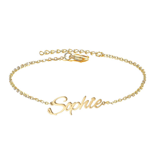 925 Sterling Silver Sophie Name Anklet, Nameplated Anklet - onlyone