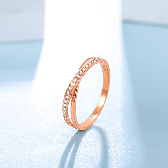 Rose Gold Cross-Shaped Ring, Proposal Ring, Gift Ring - onlyone