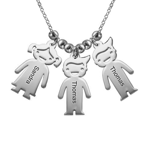 925 Sterling Silver Family Necklaces, Necklace With Kids Name - onlyone