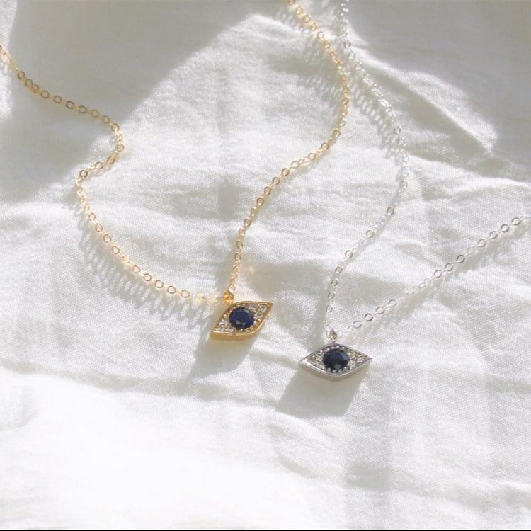 925 Sterling Silver Zirconia Evil Eye Necklace