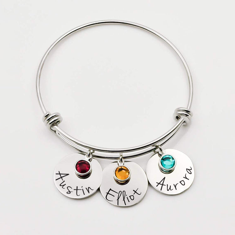 925 Sterling Silver Personalized Name Bracelet With Birthstone