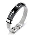 Men Punk Stainless Steel Cross Silicone Leather Bracelet Bangle Wristband Gift For Dad - onlyone