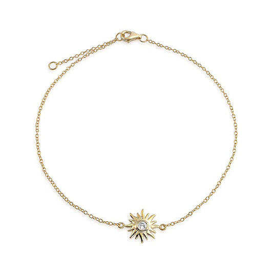 925 Sterling Silver Sunflower Summer Style Anklet