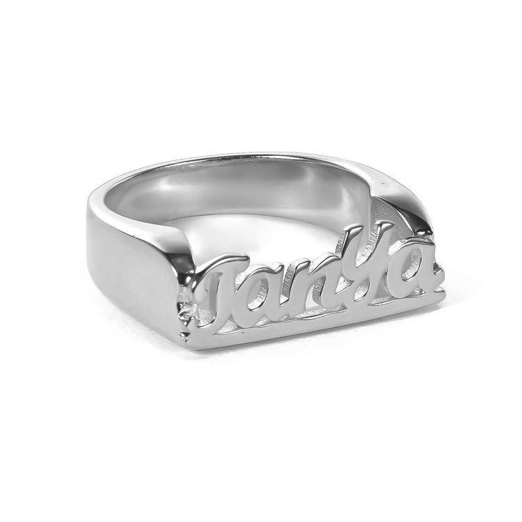 925 Sterling Silver Personalized Name Ring In Cursive Font