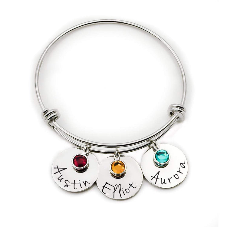 925 Sterling Silver Personalized Name Bracelet With Birthstone