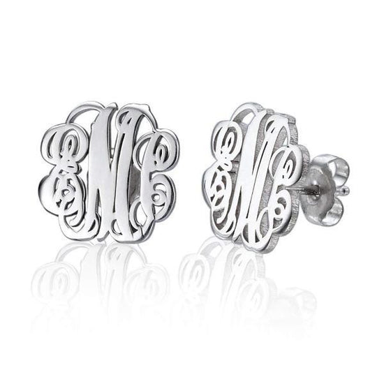 925 Sterling Silver Personalized Monogram Earrings - onlyone