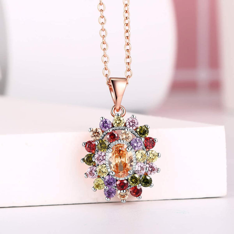 925 Sterling Silver Cubic Zirconia Multi Colored Stone Rings/Necklace/Earrings