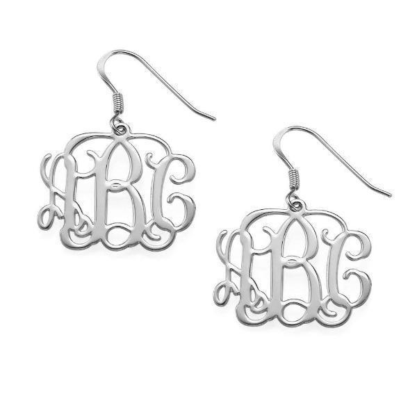 925 Sterling Silver Personalized Monogram Earrings - onlyone