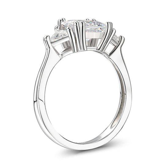 Bague en argent sterling 925, trois pierres, coupe princesse en argent sterling