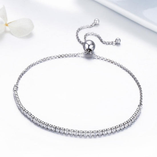 925 Sterling Silver Zircon Elegant Design Channel Setting Diamond Tennis Bracelet - onlyone