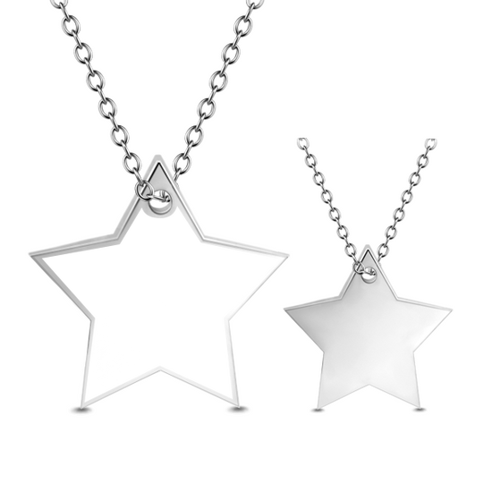 925 Sterling Silver Star Engraved Photo Necklace - onlyone