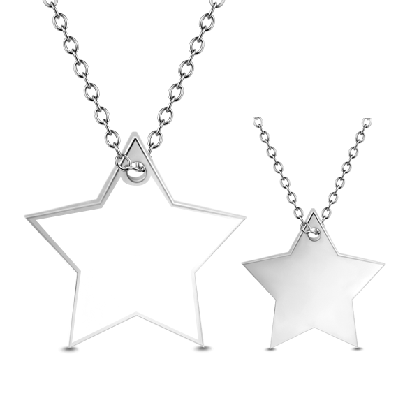 925 Sterling Silver Star Engraved Photo Necklace - onlyone