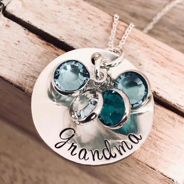 925 Sterling Silver Personalized Coin Necklace With Birthstone