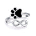 925 Sterling Silver Dog Paw Pet Paw Inifity Love Heart Adjustable Rings - onlyone