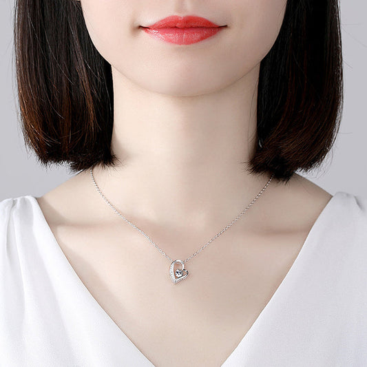 925 Sterling Silver Heart Necklace With Zirconia