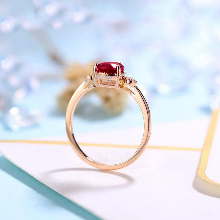 Vintage Garnet Engagement Ring Women Pear shaped Bridal Jewelry Milgrain Diamond Ring Unique Anniversary Gift for Her - onlyone