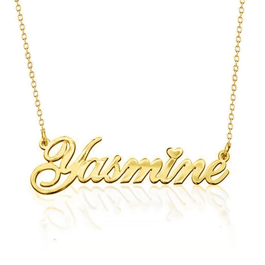 925 Sterling Silber Custom Cursive Yasmine Name Halskette Namensschild Halskette