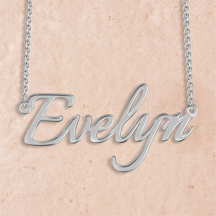 925 Sterling Silber Evelyn Style Name Halskette Namensschild Halskette, Geschenk für sie