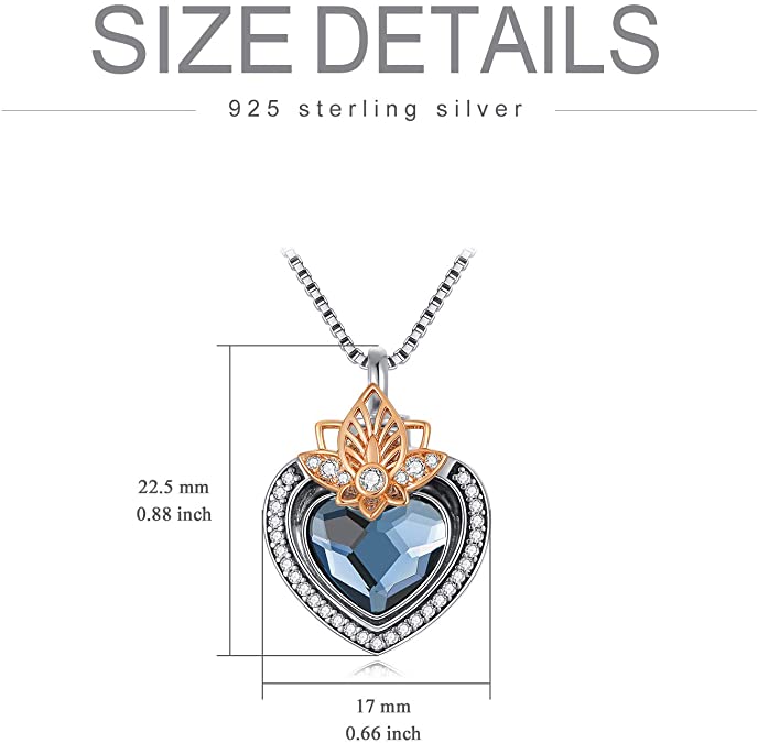 925 Sterling Silver Heart Flower Urn Necklace for Ashes, Cremation Keepsake Necklace with Swarovski Crystal - onlyone