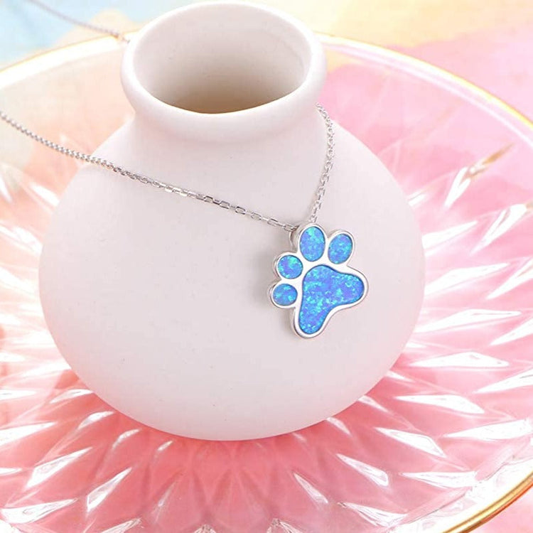 925 Sterling Silver Cute Paw Print Pendant Necklace - onlyone