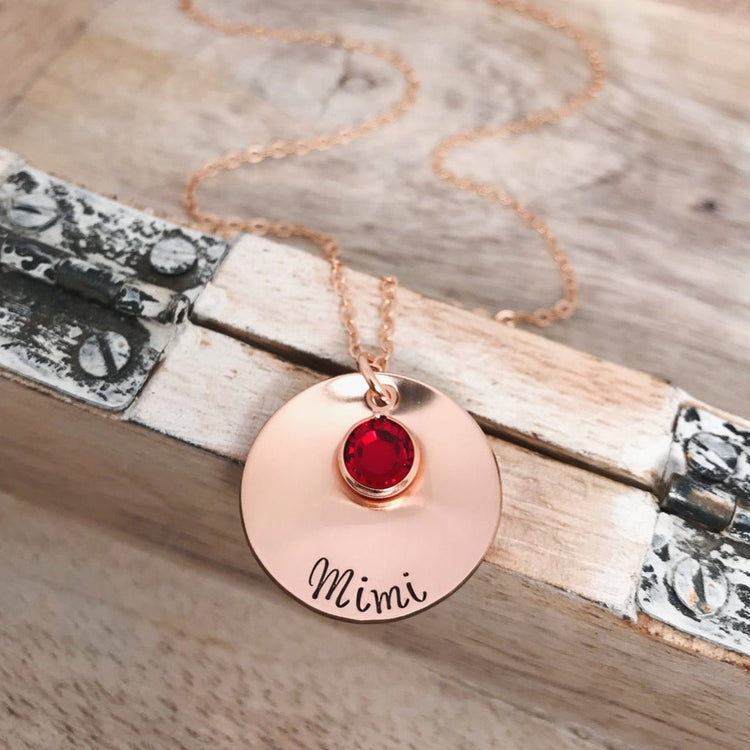 925 Sterling Silver Personalized Coin Necklace With Birthstone