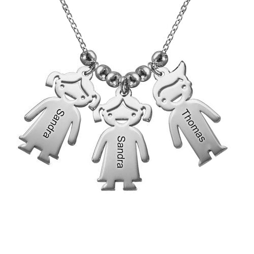 925 Sterling Silver Family Necklaces, Necklace With Kids Name - onlyone