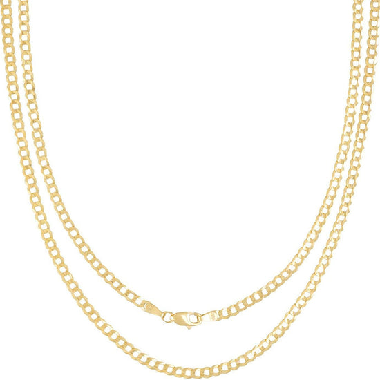 14K Mens Cuban Curb Chain Necklace Cuban Link Concave Curb Gold Chain Necklace - onlyone