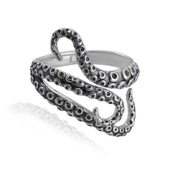 925 Sterling Silver Octopus Tentacle Summer Fashion Ring - onlyone