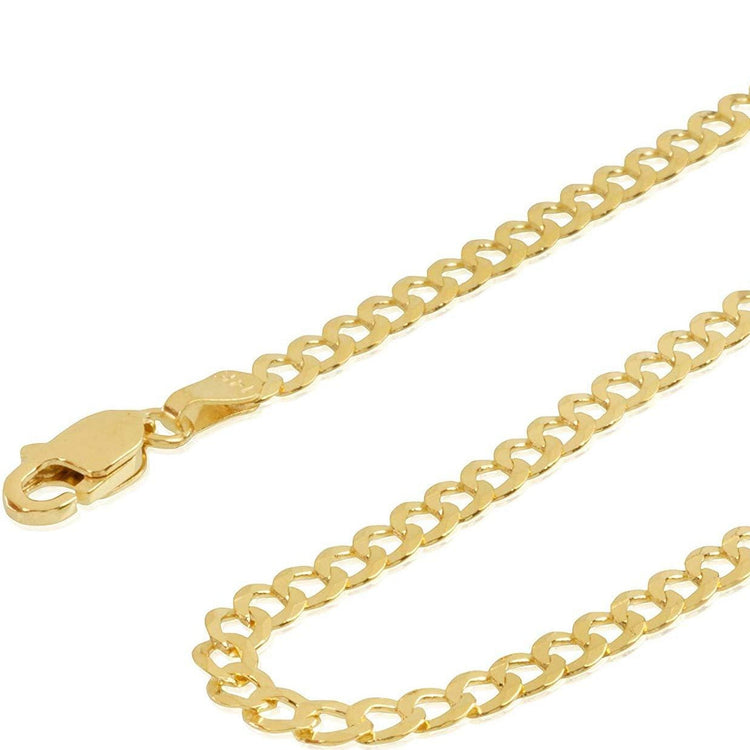 14K Mens Cuban Curb Chain Necklace Cuban Link Concave Curb Gold Chain Necklace - onlyone