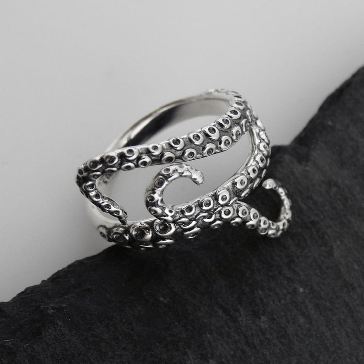 925 Sterling Silver Octopus Tentacle Summer Fashion Ring - onlyone