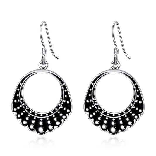 925 Sterling Silver Dangle Drop Dissent Collar Earrings