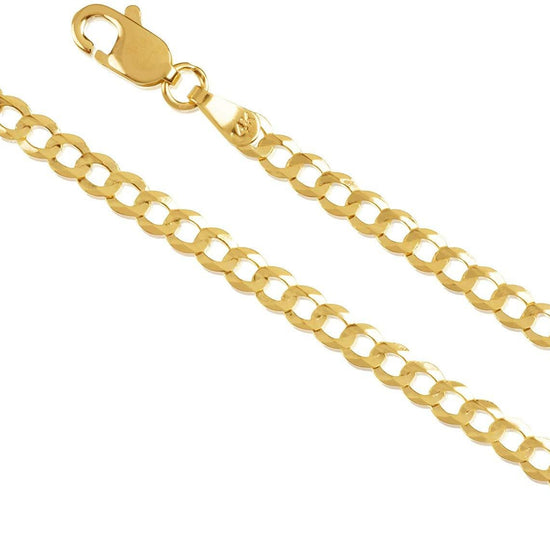 14K Mens Cuban Curb Chain Necklace Cuban Link Concave Curb Gold Chain Necklace - onlyone