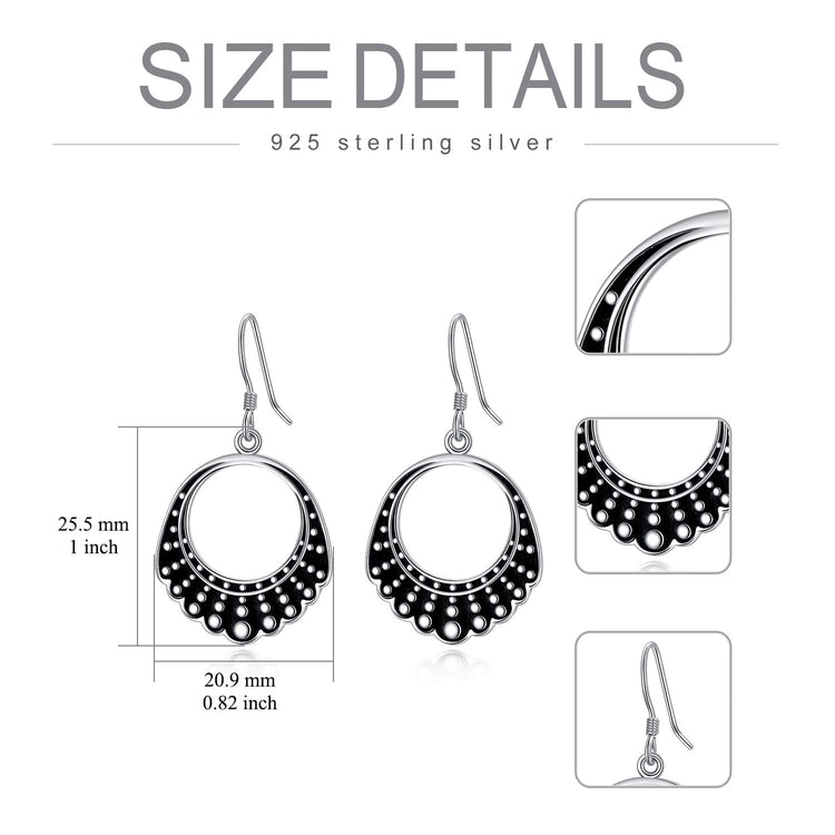 925 Sterling Silver Dangle Drop Dissent Collar Earrings