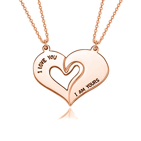 925 Sterling Silver Half Heart Engraved Name Necklace BFF necklace Nameplate Necklace - onlyone